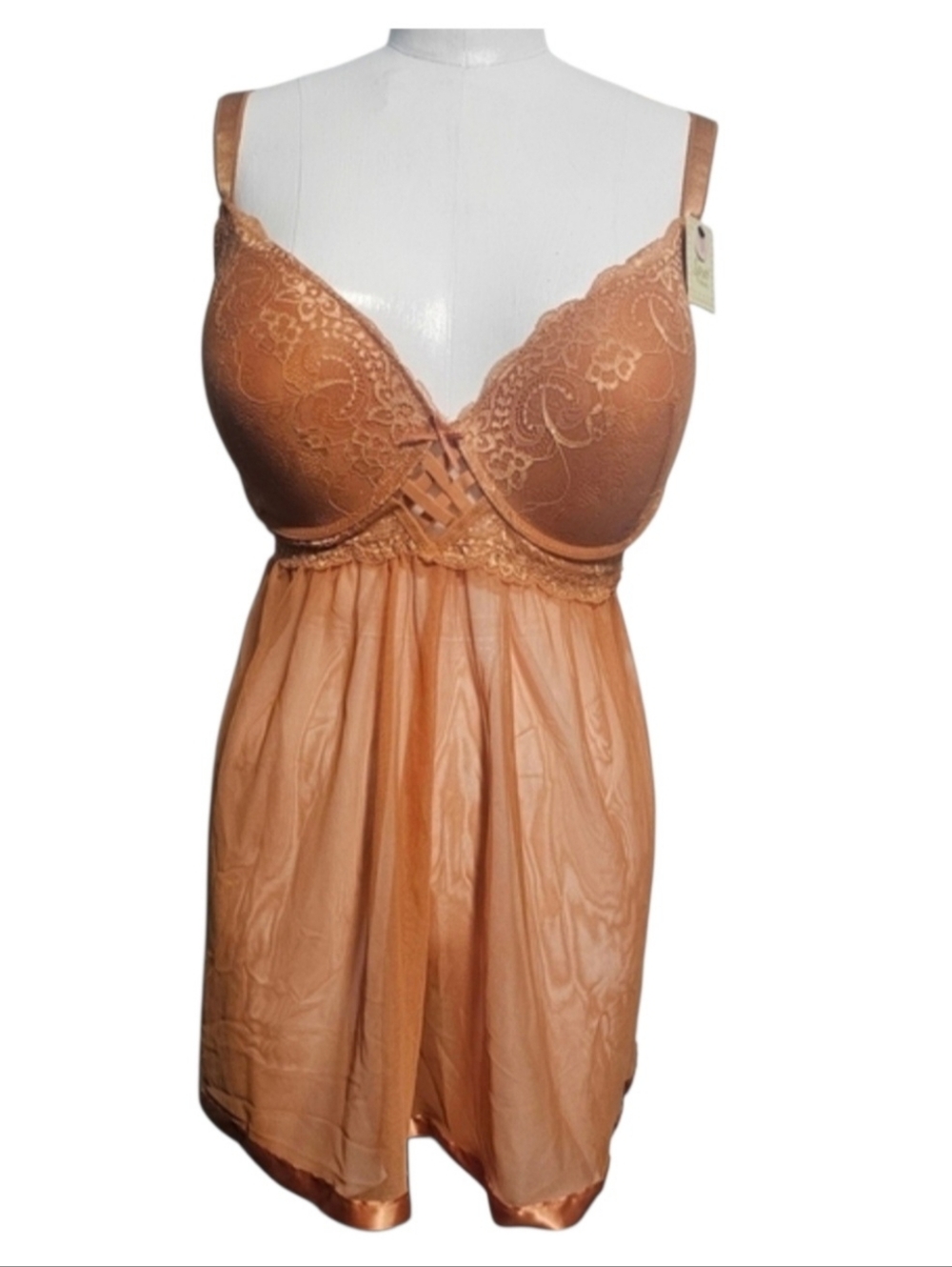 NWT Spree Intimate Orange Coquette Babydoll Sz 1X